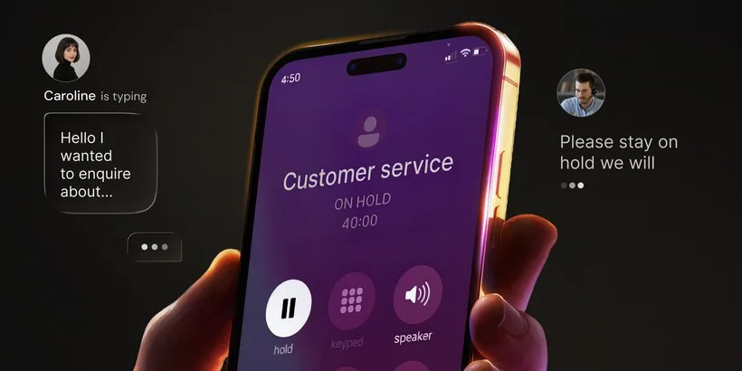 A phone stuck on hold with customer service for 40 minutes